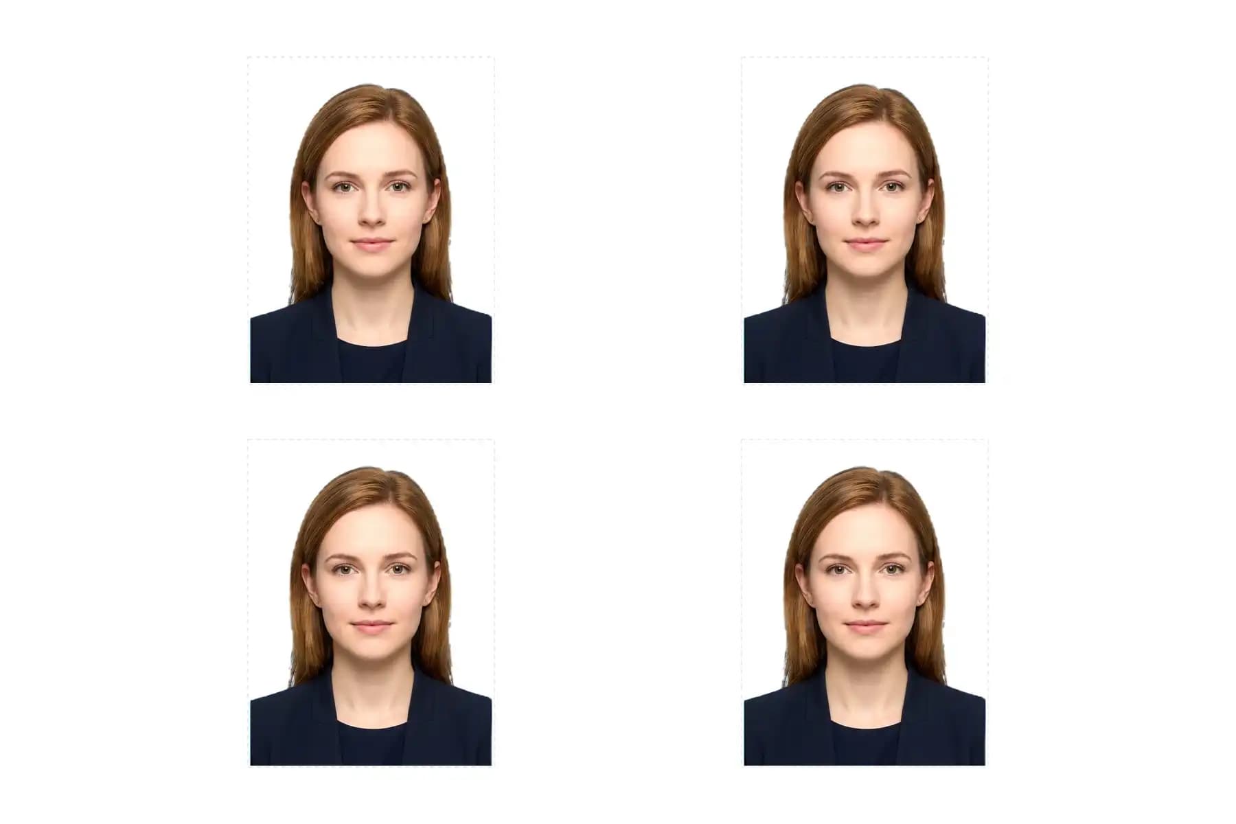 Example 4R photo sheet with four portrait photos arranged on white paper.